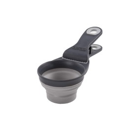 Dexas Pets Collapsible KlipScoop Collapsible Dry Dog Food Scoop and Dog Food Bag Clip, 1/2 Cup Capacity, Light Gray (PW650432429)