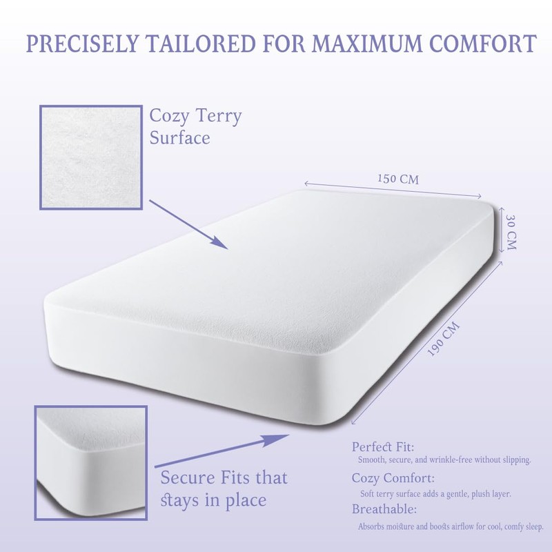 Mikanzo Waterproof Mattress Protector, Ultra-Soft Blend, Breathable and Noiseless with