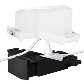 CFMASTER Electrical Safety Box （7 x 3 x 4inch, Outdoor Extension Cord Cover, IP66 Weatherproof Connection Box, Water-Resistant Holder for Holiday Lights, Wires, Timers, Transparent and Black