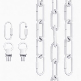 garini 10 Feet White Light Fixture Chain, Adjustable Metal Pendant Chandelier Chain Extension with Detachable Link, Maximum Load is 66 Pounds