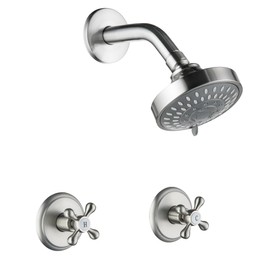 BEIYI 2 Handle Shower Faucet, Two Handles Shower Faucet Set, Brushed Nickel