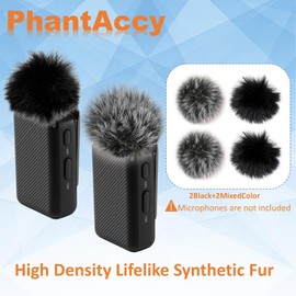 Premium Furry Windscreen Wind-Muff for DJI Wireless Lavalier Microphones (Pack of 4) (Mixed-Combo, 2Black+2MixedColor)