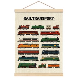 HKTZM Rail Transport Wooden Poster Hanger Frame 12.5×17 Inch,Vintage Rail Transport Hanger Poster For Toddler Boy Room Playroom Nursery