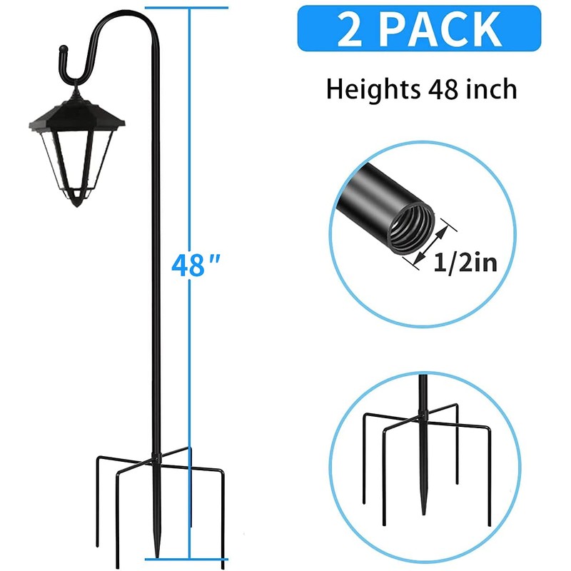 JOYSEUS Shepherd Hooks 2 Pack - 48 Inches High 1/2