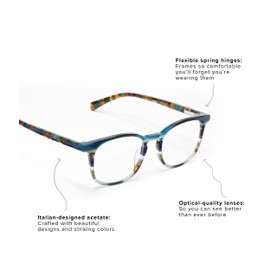 eyebobs - Boardroom | Premium Reading Glasses for Men and Women | Square Frame for Average Faces, Caramel Swirl, 3.00