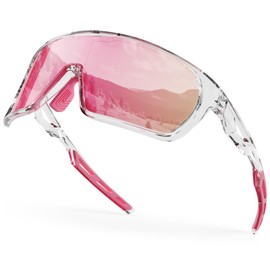 Sports Sunglasses, Baseball, Running, Road Bike, UV 400 Fully Blocking, Polarized Lenses, 0.9 oz (25 g), Ultra Lightweight, TR90 Frame, Junior/Kids Size, Children's Sunglasses, Transparent & Rose Gold