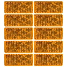 [ALL STAR TRUCK PARTS] Class A 70mmx30mm (2.75"x1.18") Rectangular Reflector Strong Stick-on - 10 Pack for Trailers, Trucks, Automobiles, Mail Boxes, Boats, SUV's, RV's, Industrial (Amber, 10)
