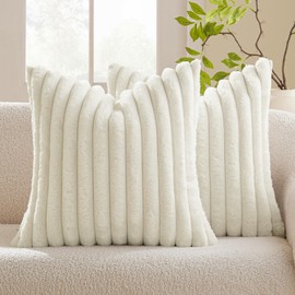 MIULEE Plush Velvet Cushion Cover Faux Fur Soft Modern Sofa Cushion Decorative Cushion Smooth Zip Washable Decorative Cushion Cover for Living Room Sofa Set of 2 50 x 50 cm Beige