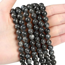 XIANNVXI 8mm Grey Labradorite Beads Moonstone Beads Round Beads for Crafting,Grey Crystal Beads for Jewelry Making,Bracelet Beads,Loose Beads Stone Beads Gemstone Beads 47 Pcs