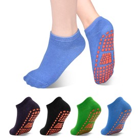 ELUTONG Non Slip Yoga Socks 2/4 Paris Pilates Grip Socks Yoga Socks for Women&Men Anti Slip Socks Grip Ankle Socks for Yoga, Pilates, Ballet, Hospital, Home UK 9-11