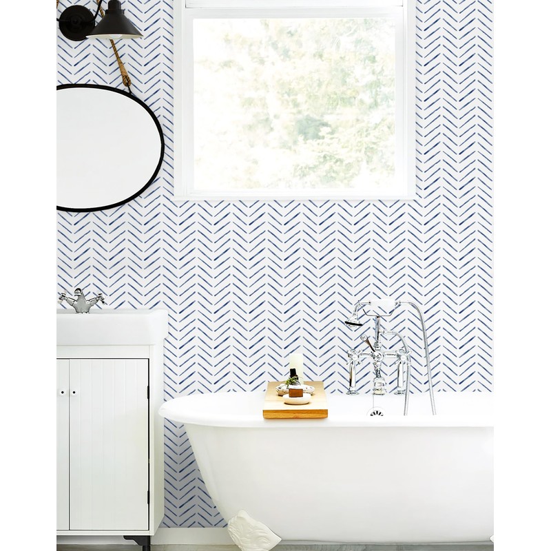 Rugreat Herringbone Peel and Stick Wallpaper Modern Stripe Contact Paper