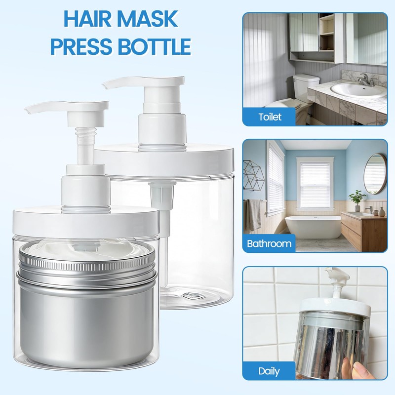 Pump Bottle Dispenser for Conditioner,17 oz Refillable Clear Lotion Jar