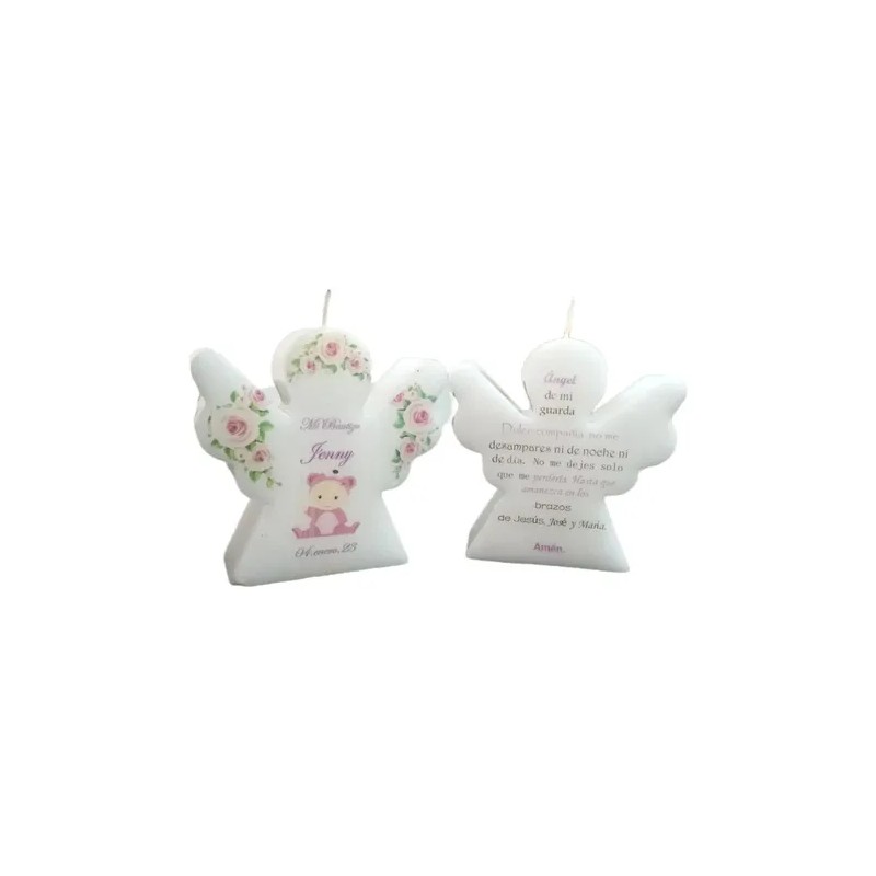 10 Velas Ángel Personalizadas Recuerdos Bautizo, Boda, Xv A