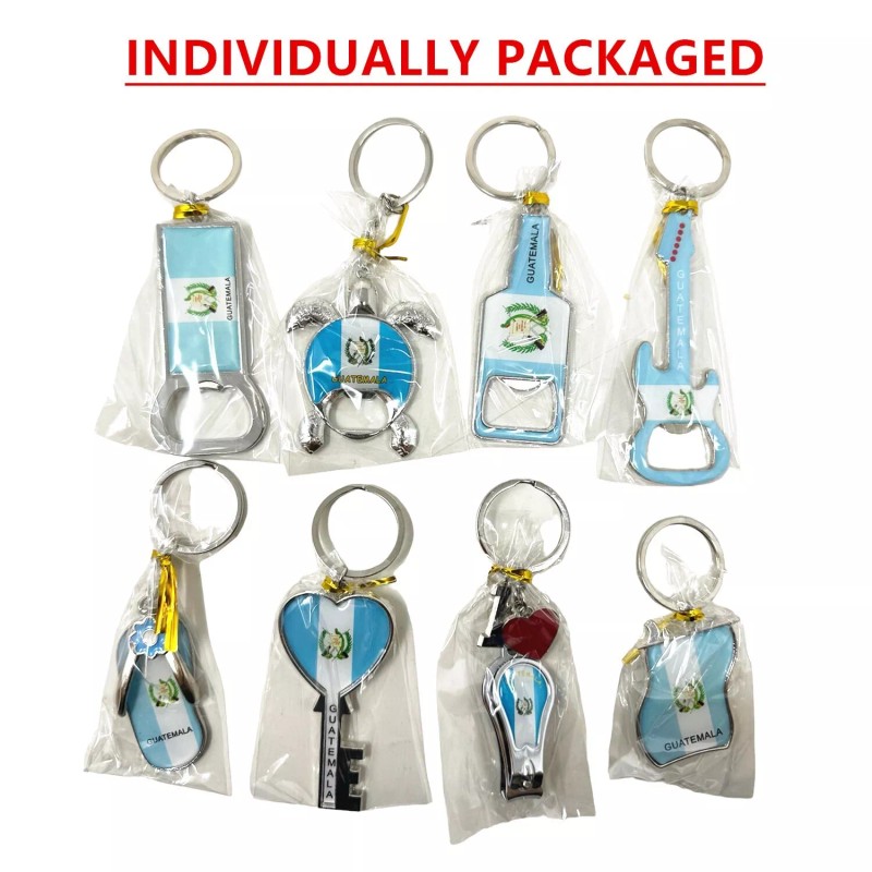 TSY TOOL 8 Pack Guatemala Keychains Country Metal Keychain, 4