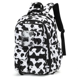 Xunteny Backpack for Girls, Kids School Bags for Middle School Students Book Bag for Elementary Primary School (Cow Print Black)