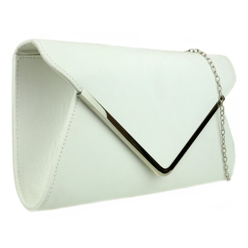 Girly Handbags Womens Envelope Clutch Bag (White)