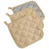 DII Basic Terry Collection Quilted 100% Cotton, Potholder, Pebble, 3