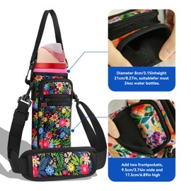 SLEILIN Neoprene Water Bottle Holder Bag with Cell Phone Pocket Compatible with Owala FreeSip 24 oz，Water Bottle Carrying Bag ，with Adjustable Shoulder Strap,for 24oz Stainless Steel Water Bottle