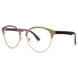 Zeelool Chic Metal Oversized Browline Blue Light Blocking Glasses Eyewear for Women Flores ZWM525286-01 Colorful