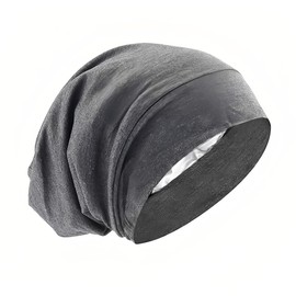 IN Chenthy Hair Cap for Sleep, Satin Bonnet for Sleeping,Adjustable Silk Lined Natural Night Cap for Black Women Gray