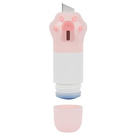 JoyChoi Mini Cute Box Cutter & Identity Theft Protection Roller Stamp - 10ML Thermal Paper Correction Fluid Included - 1 Pack Pink