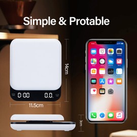 kaffeewaage mit timer,coffee scale,barista waage,0.1g/3kg,utomatischen und dem manuellen Zeitmessungsmodus,wiederaufladbar,Auto off für barista