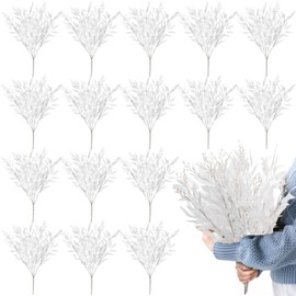 Suncalla 30 Pcs Artificial White Willow Leaves, Fake Willow Leaf Garland Stems, Faux Flower Hanging Leaves for Wedding Bouquet, Arches, Filling Table Decorations, Home Decor Centerpieces
