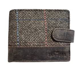 Tanners Boxed Bifold Brown Hunter Leather Wool Tweed Wallet (Brown)