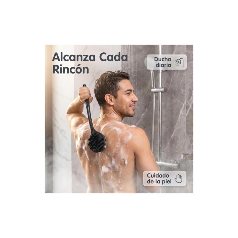 Negro Limpiador de Espalda de Silicona Cepillo de Ba?o para