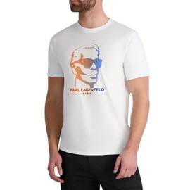 Karl Lagerfeld Paris Men's Soft Cotton Everyday Sportswear T-Shirt, Classic White, Large