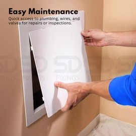 Plastic PVC Access Panel Inspection Hatch Inspection Door with Picture Frame White - Conceals Pipe, Meters, Wires - Fuse, Plasterboard Cover Box - Non Fire Rated (180x180mm (in150x150mm))