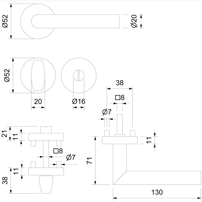 Alpertec Moscow AZ-L17 28020530AZ Satin Stainless Steel Door Fitting for