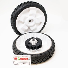 The Mower Shop Set of 2 Rear Wheels for Toro 22 IN Recycler with Black Plastic Gear (2009-2014)