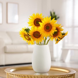 RANJIMA Ceramic Vase, White, Flower Vase, Ceramic Vases, Decorative Modern, Round Matte Vases for Pampas Grass, Table Vase, Farmhouse Table Shelf, Boho Decoration, Vase 17 cm High for Office, Living