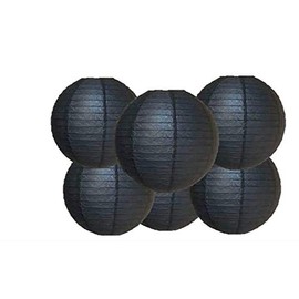 Matissa 10"(25CM) Pack of 6 Paper Lantern Wedding Party Decoration Craft Lamp Shade (Black)