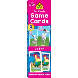 School Zone - Get Ready Game Cards Go Fish & Memory Match Farm 2 Pack - Ages 3 and Up, Alphabet, ABCs, Uppercase and Lowercase Letters, Matching, Pairing, Memory, and More