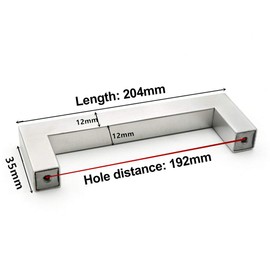 BOZONLI Pack of 2 Furniture Handles, Brushed Stainless Steel, Cupboard Handles, Drawer Handles, Kitchen Cupboard, Door Handle, Hole Spacing, 192 mm, Silver