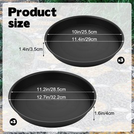 2 Size Round Stepping Stone Molds, 6 Pcs 10''/ 11.2'' Reusable Concrete Mold for Garden Stepping Stones Large Tray for Concrete and Stained Glass for Garden Walk Way Black