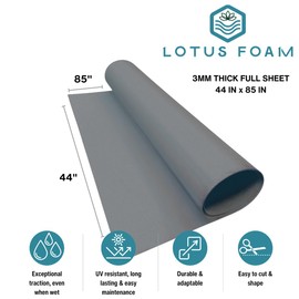 LotusFoam Large 3mm EVA Foam Sheet - 44"x 85" High Density Foam 130 kg/m3 for Cosplay, Costumes, Crafts, Flooring, Outdoor Use - 35 Colors (Grey) - Grey