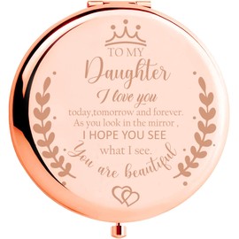 Soulpetals Daughter Gift from Mom, Birthday Gifts for Daughter Adult, Gifts for Daughters from Mothers, Daughter Wedding Gift from Mom to My Daughter Makeup Compact Mirror