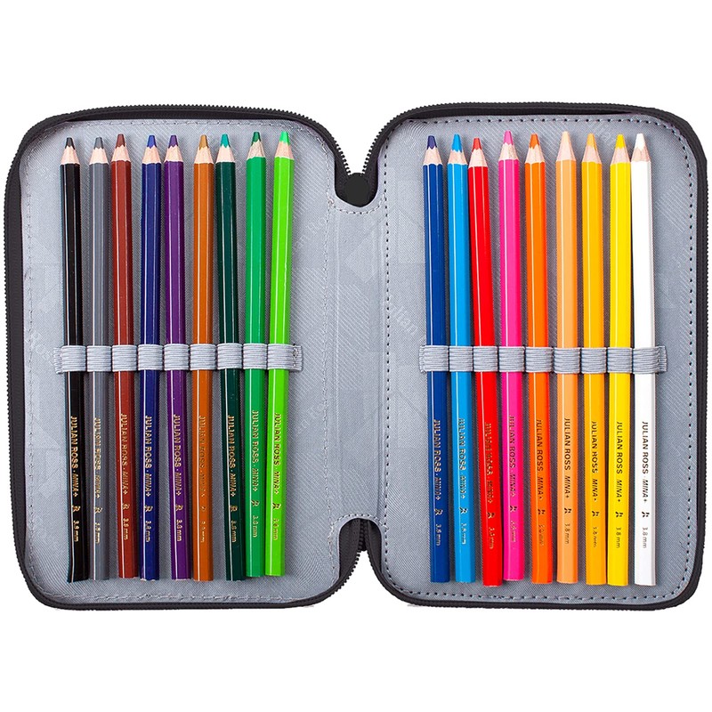 Julian Ross Pencil case, pencil case, 3-tier filled, 44 pieces