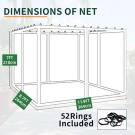 Hiviva 10x13FT Mosquito Netting for Gazebo,Pergola,Pop up Canopy Tent,4-Panel with Zipper for Outdoor Patio,Backyard (Black,Mosquito Net Only)