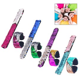 iwobi Pack of 8 Mermaid Bracelets, Colour Reversible Sequins, Magic Bracelet for Children's Birthday, Toy, Gift for Children