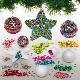 Baker Ross AX383 Sequin Christmas Tree Bauble Decoration Pendant Craft Set for Children – Pack of 10 Festive Creative Sets and Craft Supplies for Crafts and Decorating at Christmas Time