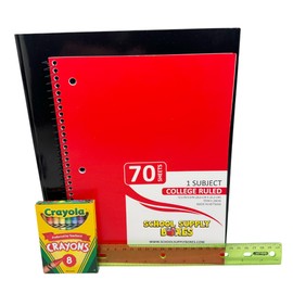School Supply Boxes | Budget Saver Bundle (1 Box) | Back to School Essentials Kit for Students & Teachers | Includes Spiral Notebook, Crayons, Pens, Pencils, Glue & More