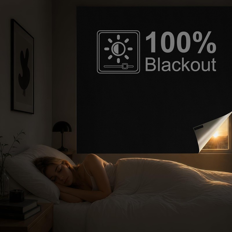 100% Blackout Curtains Bedroom No Drill DIY Curtains 57"W x