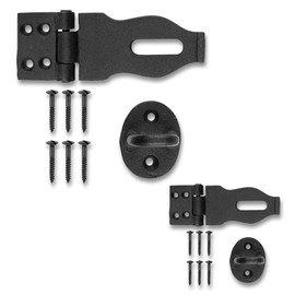 Renovators Supply Black Wrought Iron Hasp Door Latch - Heavy Duty Security Padlock Hasp - Ideal for Doors and Gates - Door Lock for Safety - 4 Inches - Pack of 2