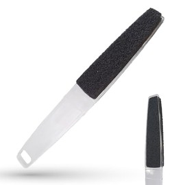 LaRosa PUMICE SPA Doppelseitige Fußfeile – Transparenter Griff mit Schwarzem Bimsstein (Grob) & Schleiffläche (Fein)