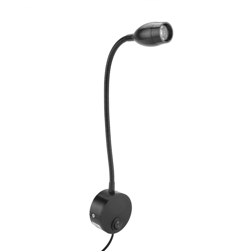 Black Durable Adjustable Bedside LED Light Lamp for Hotel Bedroom
