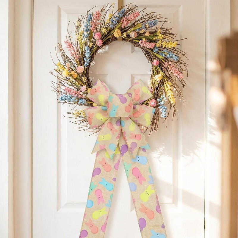 12 Yard Bunny Wired Edge Ribbons 2 Rolls Easter Craft